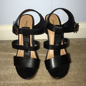 Charlotte Russe Black Wooden Wedges